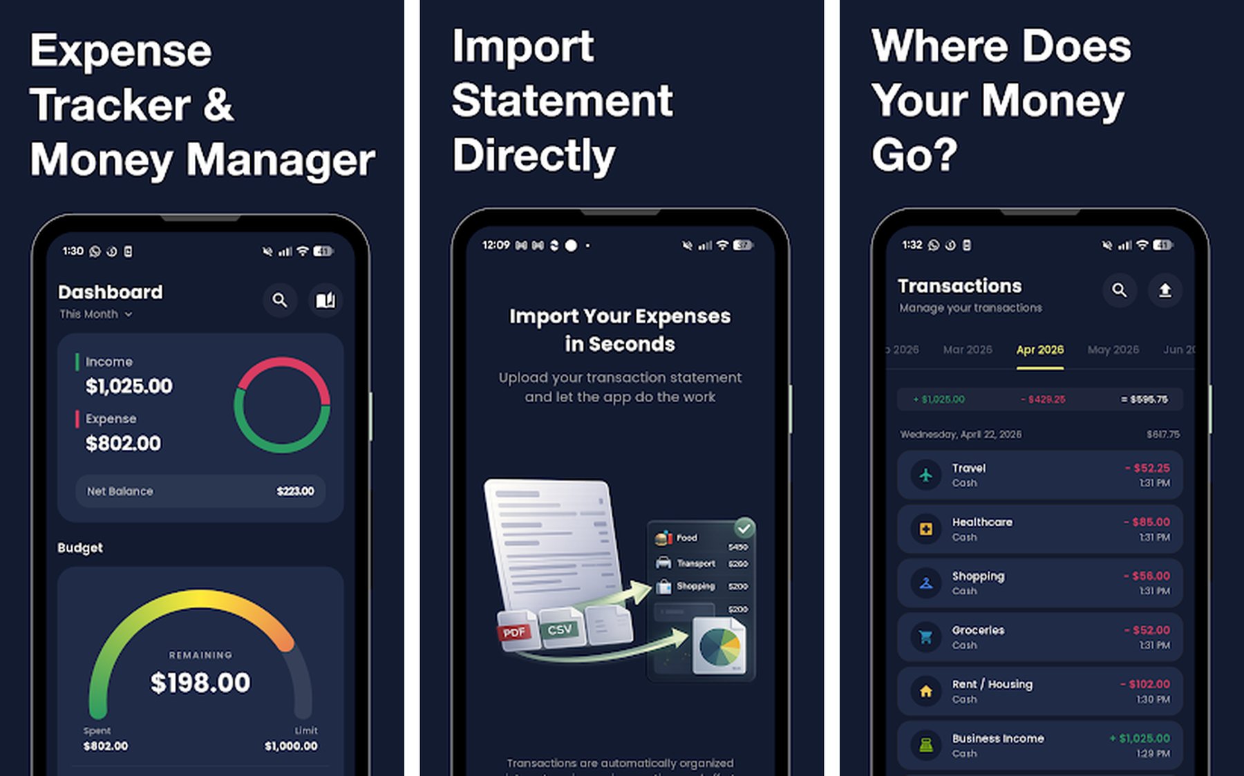 BudgetIt Expense Tracker App